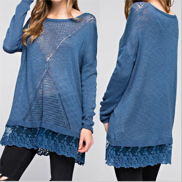 BLUE LACE DETAIL TOP - Picture 3 of 3